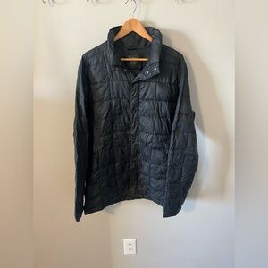 Vintage LL Bean Packable Puffer Jacket Mens Size Large Tall Black Snap Button